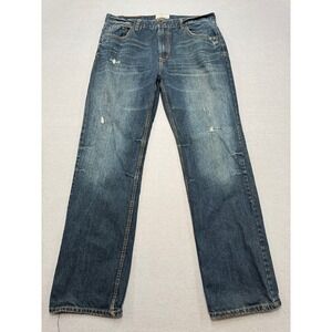 Aeropostale Jeans Men's 34x33 Blue Dark Wash Denim Essex Straight Leg Distressed